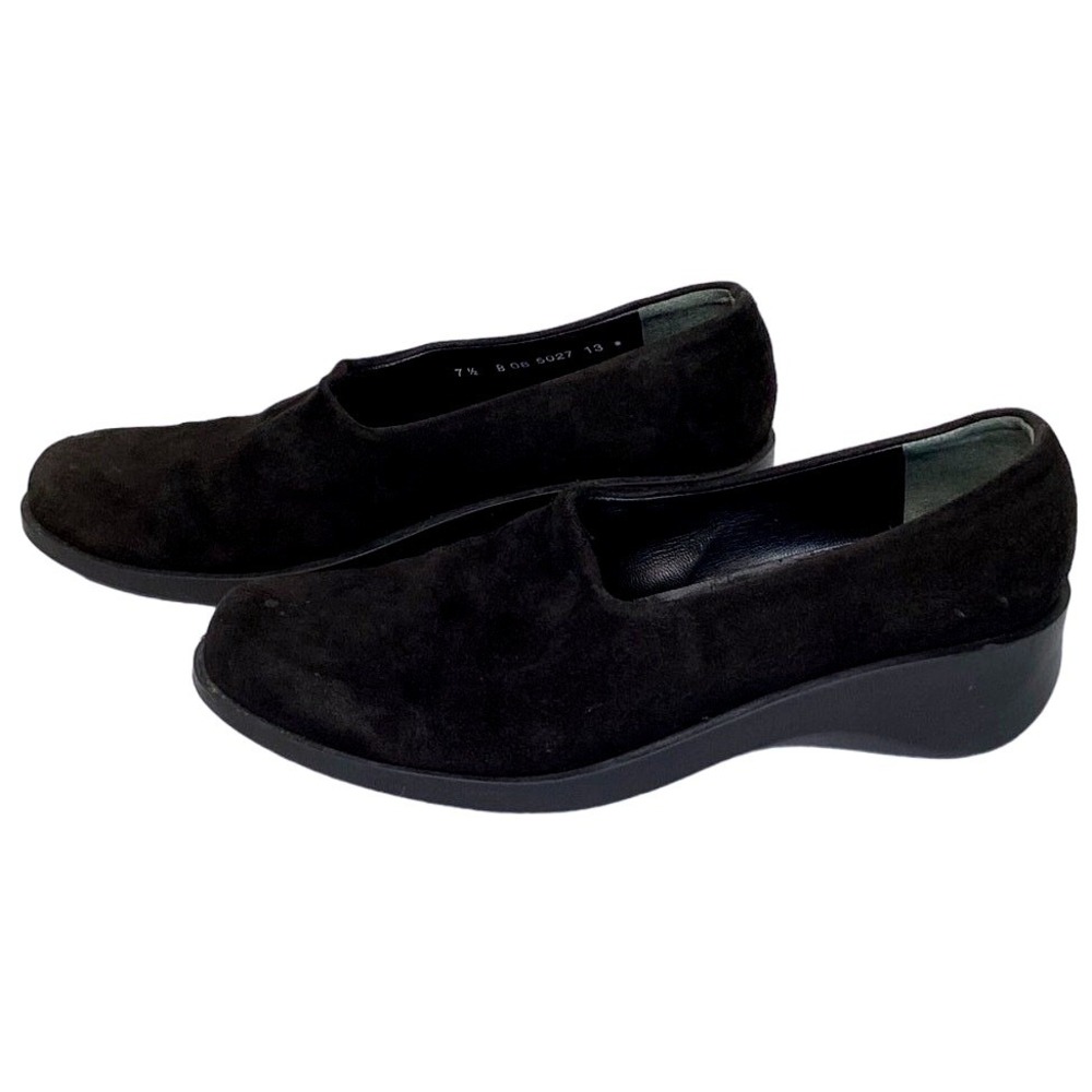 Robert Clergerie Paris Platform Loafers Women 7.5 Black Vintage Suede Slip On - Picture 5 of 8